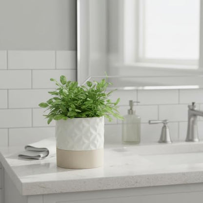 Nihow Self Watering Ceramic Plant Pot, 4.5 Inch, Matte White & Brown Star - color: Matte White & Brown Star, size: 4.5" Self Watering