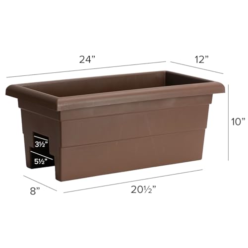 Root & Vessel Countryside Railing Planter Box, 24 Inch, Brown - color: Brown, size: 24 Inch