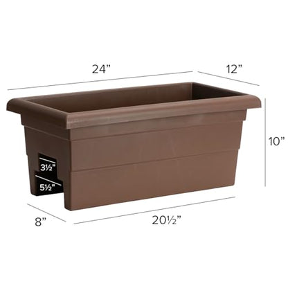 Root & Vessel Countryside Railing Planter Box, 24 Inch, Brown - color: Brown, size: 24 Inch