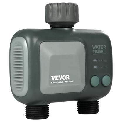 VEVOR Sprinkler Timer WiFi Water Timer, 2 Outlets, Smart Hose Faucet Water Timer with Brass Inlet, APP Remote Control via 2.4Ghz WiFi or Bluetooth, Voice Control, IPX6 for Garden, Yard Watering - style: 2 Outlet with WiFi/Bluetooth.