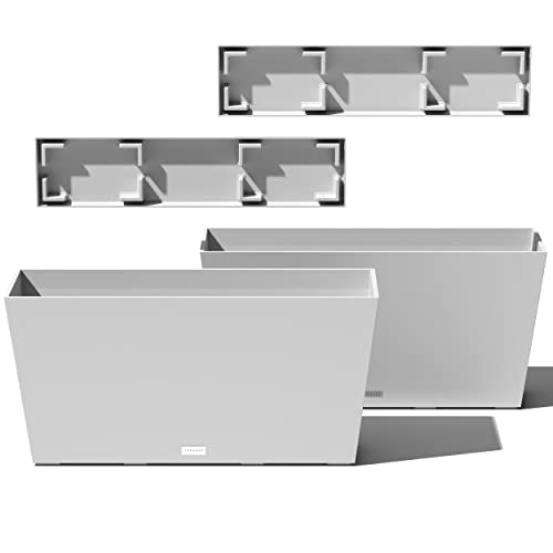 Veradek Pure Series Midori Planter & Drip Tray - Wide Outdoor Planter Set - color: White, size: 31 inch - 2 pack with saucers