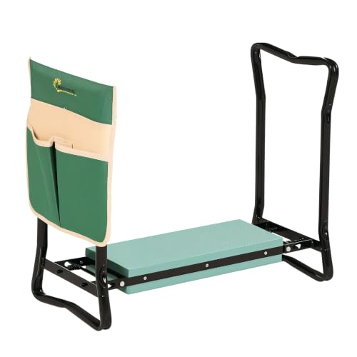 Outsunny Garden Kneeler and Seat with Tool Pouch, Green - color: Green