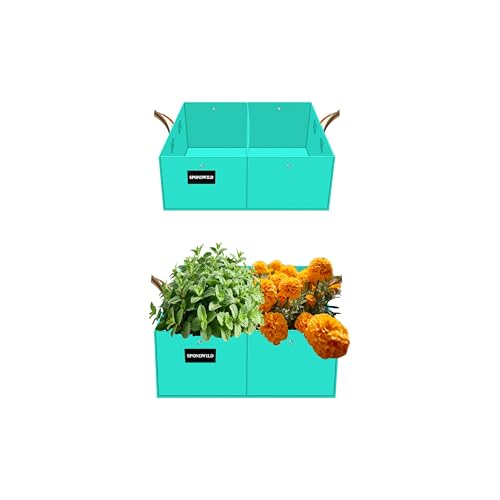 2 Pack 8 Gallon Divided Flexible Rectangular Grow Bags, Outdoor - size: 8 gallon