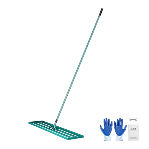 VEVOR Lawn Leveling Rake, 48""x10"" Level Lawn Tool, Heavy-Duty Lawn Leveler with 78"" Steel Extended Handle, Yard Leveling Rake Suit for Garden, Golf Lawn, Farm, Green - size: 48x10 in, style: Classic: Alloy