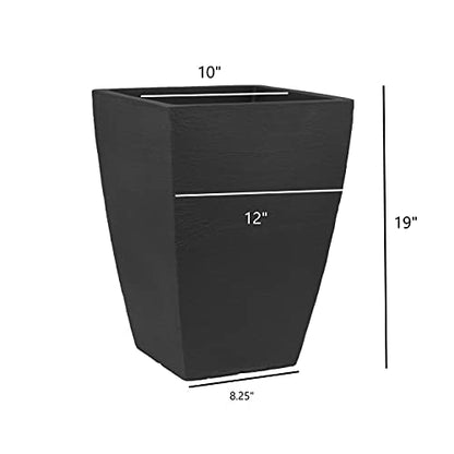 Tusco Products MSQT19BK Modern Square Garden Planter, 19-Inches Tall, Black - color: Black, size: 19 Inch