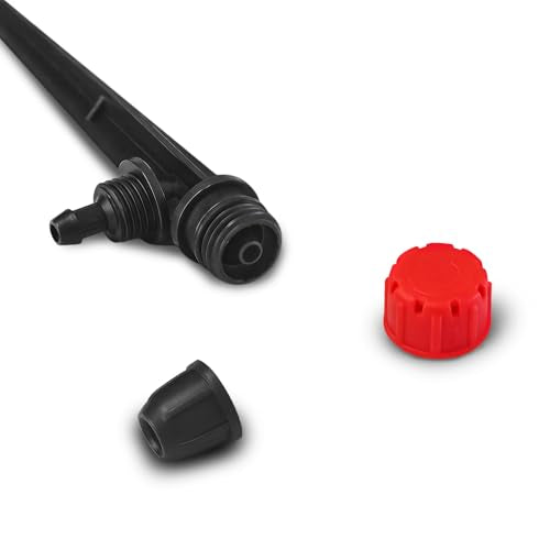55 Pieces Drip Irrigation Emitters for 1/4" Tubing, Adjustable 360 Degree Water Flow Irrigation Multi Stream Spray Emitter On 5" Stake for Garden Watering System - color: Red Lock Emitter-55P