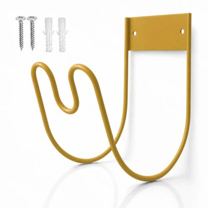 Garden Hose Holder Wall Mount, Heavy Duty Metal Hose Hanger (Yellow) - color: Yellow