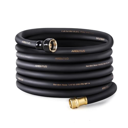 Garden Hose 5/8"x 50ft Brass Rubber Heavy Duty Water Hose 600 PSI Black - color: Black, size: 50FT