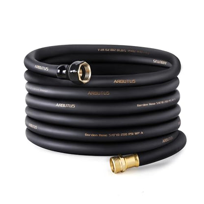 Garden Hose 5/8"x 50ft Brass Rubber Heavy Duty Water Hose 600 PSI Black - color: Black, size: 50FT