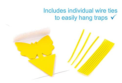 Yellow Dual Sticky Fly Traps 10-Pack for Gnat Whiteflies Fungus Gnats Flying Insects - Houseplant Disposable Glue Trappers Save a Garden Butterfly Shape