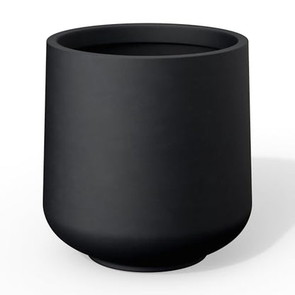Kante Black Concrete Planter 13" Dia All-Weather Round Accent Pot - color: Black, size: 11.6" D