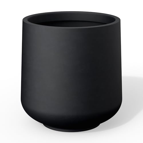 Kante Black Concrete Planter 13" Dia All-Weather Round Accent Pot - color: Black, size: 11.6" D
