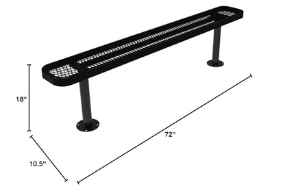 COATEDOUTDOORFURNITURE Bench, Black, Expanded, 6Ft, No Back, Surface - color: Black, size: 6 Ft, No Back Surface Mount