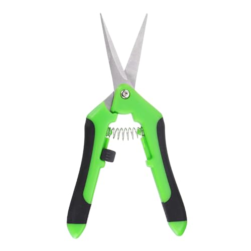 HARFINGTON Pruning Shears 6.5" Stainless Steel Gardening Hand Scissors with Straight Precision Blades & Lock Garden Clippers for Cutting Flowers Trimming Plants, Green