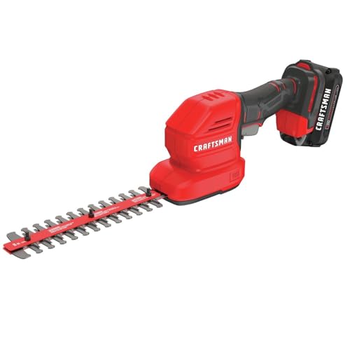 Craftsman CMCSS800C1R V20 2-in-1 Lithium-Ion Cordless 8 in. Hedge Trimmer and 4 in. Grass Shear Kit (1.5 Ah) (Renewed)