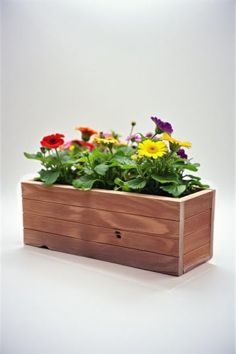 Handmade Rustic Cedar Herb Window Planter Box – Wooden Window & Railing Planter for Indoor or Outdoor Use, Made in USA - size: 8 inch