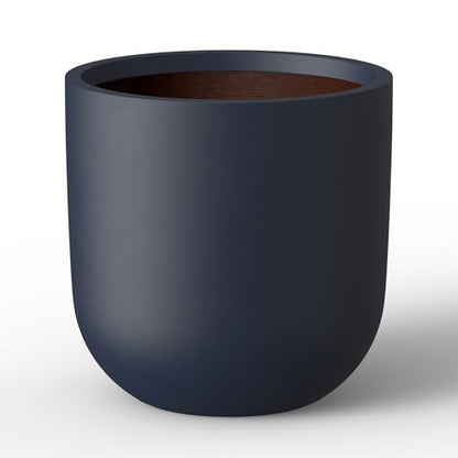 Kante Small Round Capsule Charcoal Concrete Planter 11" Dia, Outdoor - color: Charcoal, size: 11.0"Dia x 11.0"H