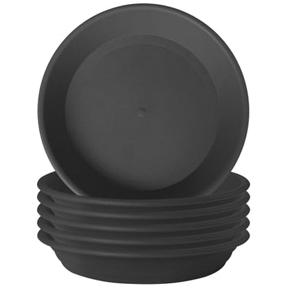 6 Pcs Plastic Plant Saucer 12 inch Plant Trays for Pots Up to 10.4" at Base - color: Ash Black, size: 12.8" (10.4" at Base) - 6 Pcs