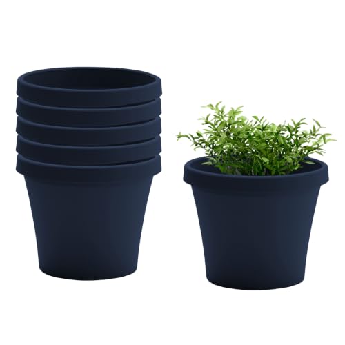 Bloem Terra 12" Plastic Planter, 3.5 Gallon, Navy, 6-Pack - color: Navy, size: 12" (Pack of 6)