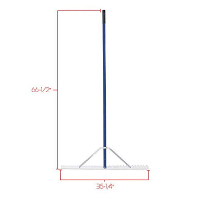 Extreme Max 3005.4095 36" Commercial-Grade Screening Rake for Beach and Lawn Care with 66" Handle,Silver - size: 36"