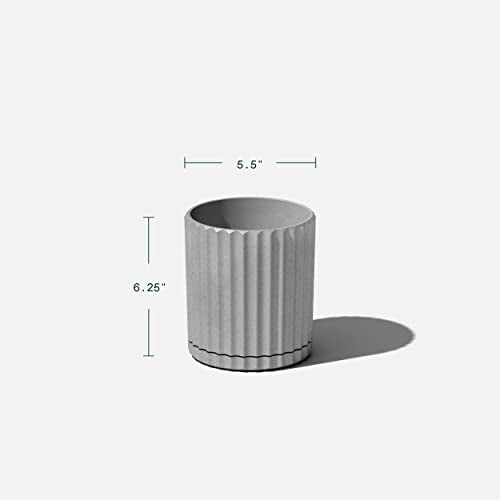 Veradek Demi Series Demi 6" Planter w/Tray, Grey - color: Gray, size: 6 inch