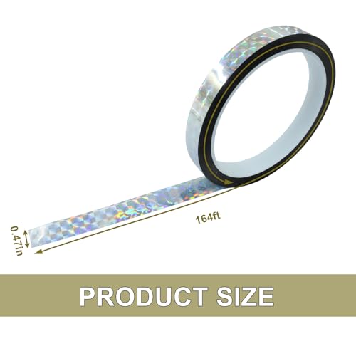 Jiozermi 0.47in Self-Adhesive Holographic ReflectiveTape,Silver,55Yard - size: 0.47 Inch x 55 Yard