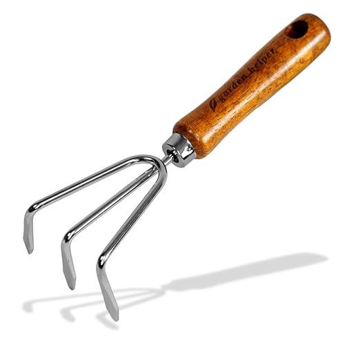 Hand Cultivator Garden Tool 3 Claws - Heavy Duty Japanese Steel with Wood Handle - Manual Small Hand Rake Tiller for Weeding, Digging, Cultivating and Aerating Soil - Made in Japan - color: Brown Cultivator