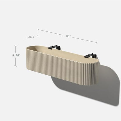 Veradek Demi Series Railing Planter - Round Window Box with Bracket - color: Sand, size: 36 inch - 2 Pack