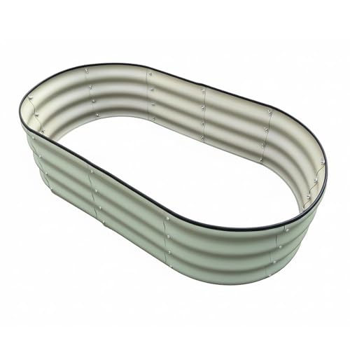 Raised Garden Bed, Metal Planter Box, Oval Shape, Outdoor Planting,Vegetable Flower Herb Planter(1 PCS of 4×2×1 ft, Green Oval) - size: 1 PCS of 4×2×1 ft