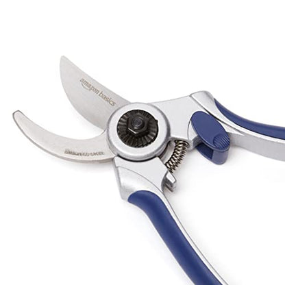 Amazon Basics Professional Bypass Pruning Shears, Lightweight Garden Clippers for Cutting Flowers, Trimming Plants, 7-inch Steel Garden Scissors, Blue - size: 7-Inch