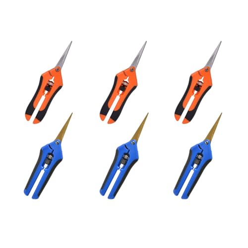 GROWNEER 3 Packs Straight Pruning Shears, 3 Packs Curved Blades Trimming Scissors For Cannabis Gardening Hand Pruning Snips Titanium Coated Precision Blades