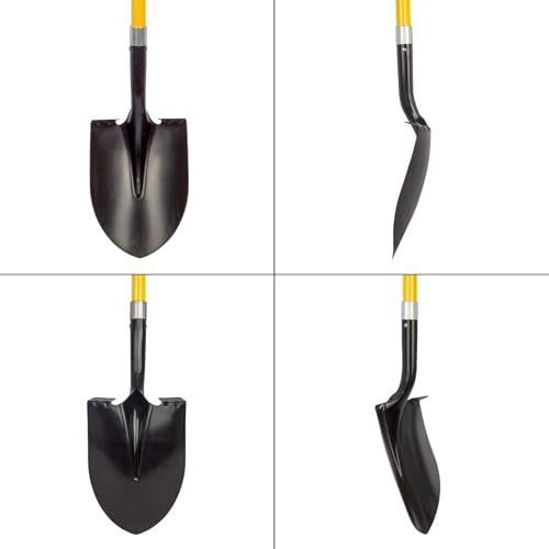 VNIMTI Heavy Duty Gardening Shovel, 56 Inch Round Blade with Fiberglass Handle (Yellow) - color: Yellow
