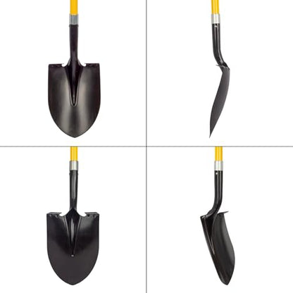 VNIMTI Heavy Duty Gardening Shovel, 56 Inch Round Blade with Fiberglass Handle (Yellow) - color: Yellow