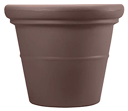 The HC Companies 30 Inch Terrazzo Large Round Planter - Rolled Rim Weather Resistant Decorative Plastic Plant Pot with Drainage for Indoor Outdoor Use, Chocolate - color: Chocolate, size: 30"