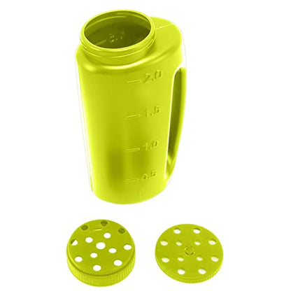 Handheld Fertilizer Spreader, Crop Spreading Salt Sowing Pot Hand Held Grass Seed Spreader Weed and Feed Spreader for Seeds, Fertilizer, Salt, Adjustable Hole Size (Green)
