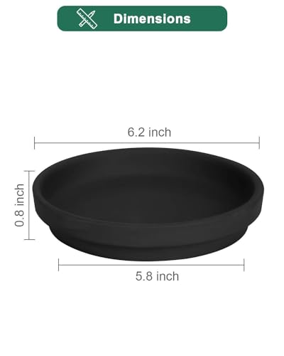 vensovo 6 Inch Black Terracotta Plant Saucers, 6 Pack Small Clay Trays - color: Black, size: 6 inch
