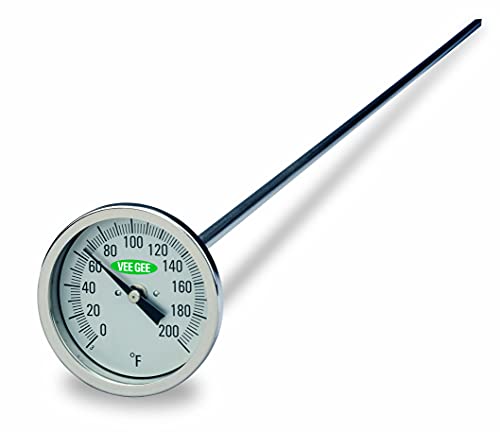 VeeGee Dial Compost Thermometer, with Glass Face, 48" Stem, 3" Dial, 0 to 200 Degrees F - size: 48 inches Stem x 3 inches Dial