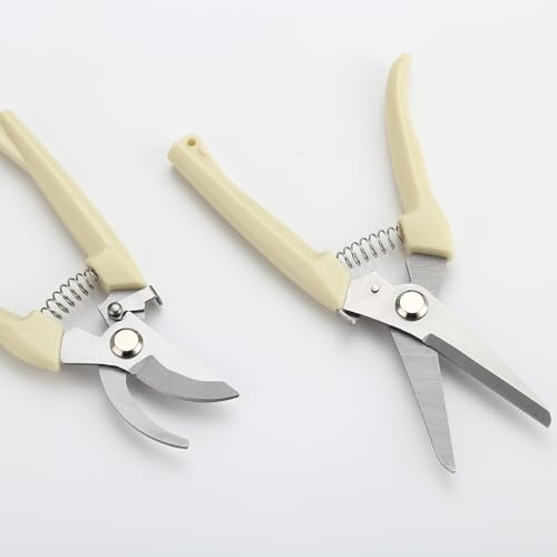 2-Piece Pruning Shears Set, Straight & Curved Bypass Garden Clippers, Professional Hand Pruners for Gardening, Fruit Picking, Flower Trimming, Bonsai, Vegetables, Vineyard