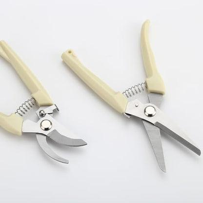 2-Piece Pruning Shears Set, Straight & Curved Bypass Garden Clippers, Professional Hand Pruners for Gardening, Fruit Picking, Flower Trimming, Bonsai, Vegetables, Vineyard
