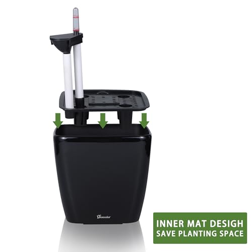 Dexceder 11x10 Self Watering Planter (Black High Gloss) - color: Black, size: 11x10