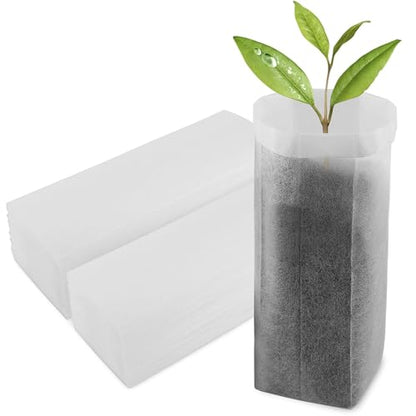 Nursing Growing Pouch, 200 PCS 7.8 x 13.7 Inches Breathable Non-Woven Plants Nursery Grow Bags, Aeration Fabric Seedling Pots Container for Vegetable, Flower, Plant Grow, White - color: White, size: 7.8"x13.7"/Pack of 200