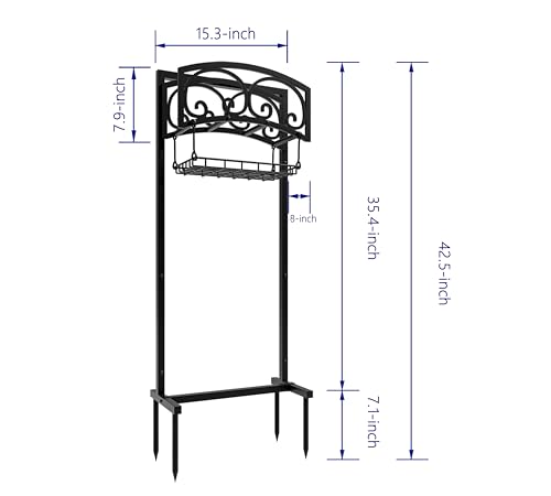 Freestanding Garden Hose Holder - Heavy Duty Metal Stand for 150ft Hose - Outdoor Organizer and Storage Rack