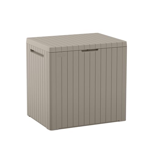 Keter City 30 Gal Outdoor Storage Box and Patio Side Table - color: Beige