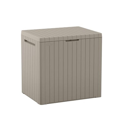 Keter City 30 Gal Outdoor Storage Box and Patio Side Table - color: Beige