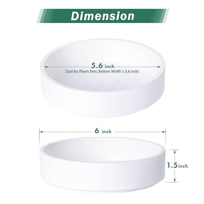 Phoenix Vine 6 Inch Plastic Plant Saucer Water Drip Tray, Heavy Sturdy Round Plant Drainage Tray for Indoors Outdoor, Matte White, 21-TY-6W-1 - size: 6"