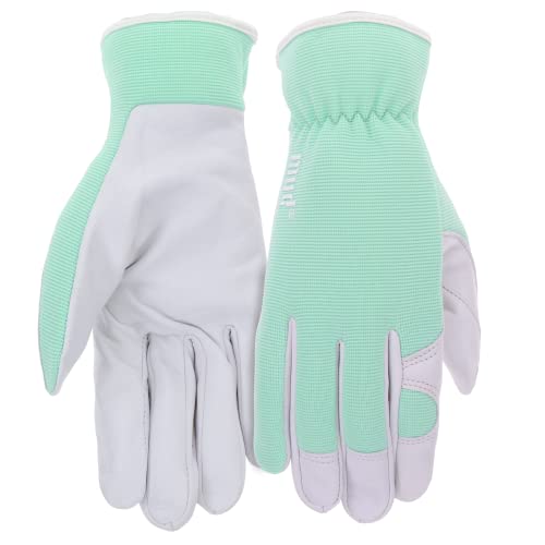 MUD Rustic Women's High-Dexterity Goatskin Leather Palm Garden Glove, Water Resistant, Abrasion Resistant, Extreme Comfort, Medium/Large, Blue (MD72001MT-WML)
