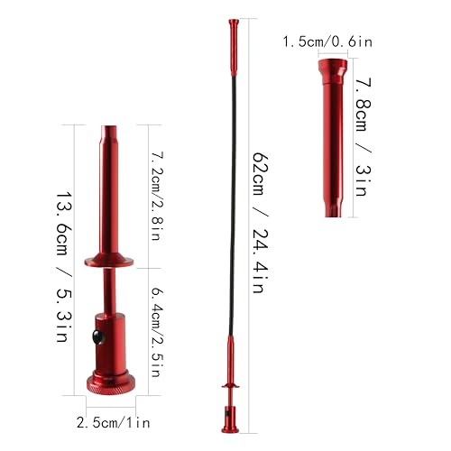 24.4 in Claw Grabber Tool,Bendable Hose Reacher Pickup with LED Light,4 Claw Picking Tool for Garbage Litter Pick Home Sink Drain and Metal Small Items. (Red) - color: Red