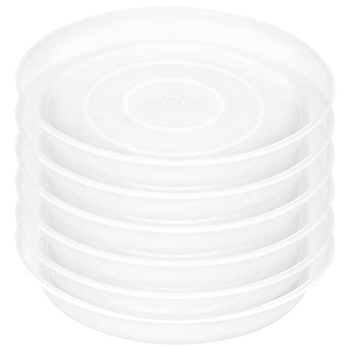 6 Pack Plastic Plant Saucer Water Drip Tray, 4 5 6 7 8 9 10 11 12 inch, Heavy Sturdy Plant Drainage Tray for Indoors Outdoor, Flower Saucers for Pots Base (4", Clear) - color: Clear, size: 4"
