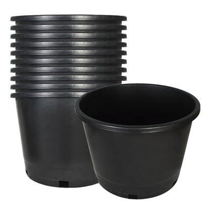 10 Pcs 10 Gallon Short Pots for Plants, Sturdy Plastic Planter Pots with Drainage Holes, Large Plastic Planters, Garden Planter Pots for Seedlings, Succulents - size: 10 Pcs 10 Gallon Short
