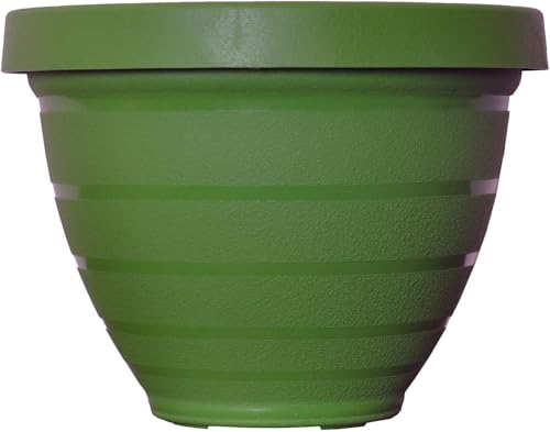 The HC Companies Rings Flower Planter - Self Watering Plant Pots for Herbs & More - Round Lightweight Outdoor & Indoor Planter (10" Dark Green, Pack of 1) - color: Dark Green, size: 10"